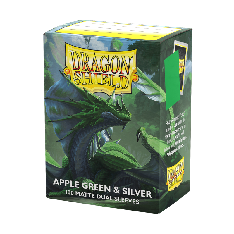 Dragon Shield - Standard Dual Sleeves: Apple Green & Silver [Matte] (100 Sleeves)