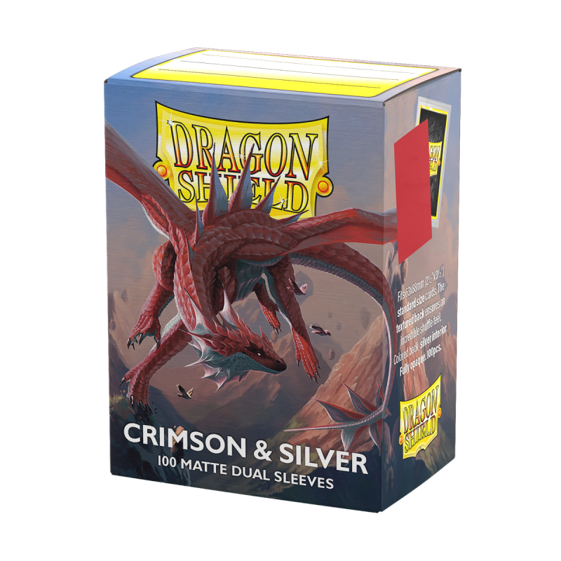 Dragon Shield - Standard Dual Sleeves: Crimson & Silver [Matte] (100 Sleeves)