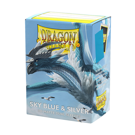 Dragon Shield - Standard Dual Sleeves: Sky Blue & Silver [Matte] (100 Sleeves)
